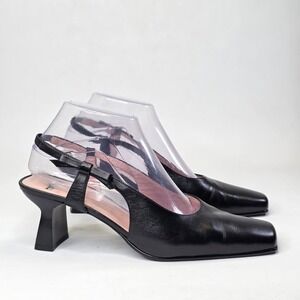 Vintage Le Saunda Women's Sandals Size 7.5 /38 Black Leather Heels Classic Shoes